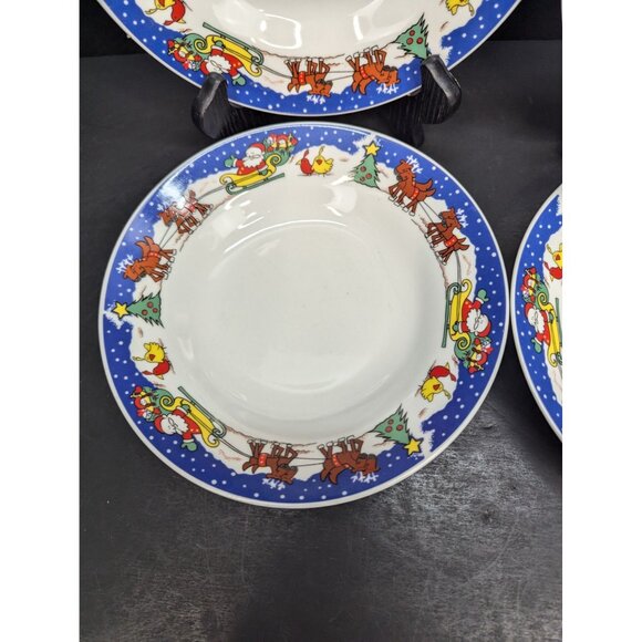 Royal Heritage Collection Christmas Time Pattern Rimmed Soup Bowls Set of 4 - Picture 6 of 11